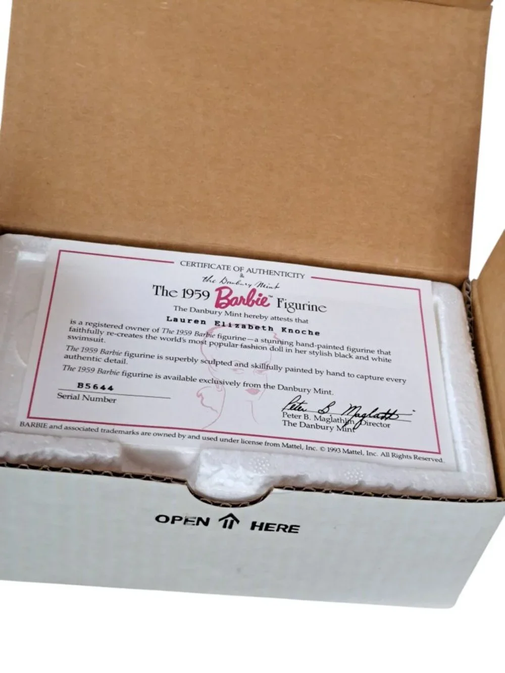 1993 BARBIE The Danbury Mint Classic Figurine Collection 1965 